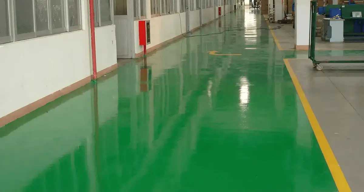A factory floor professionally covered and marked with epoxy flooring in Birmingham, AL