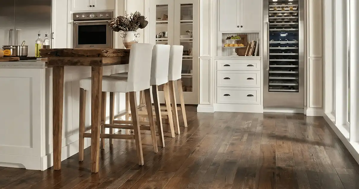 Professionally installed and refinished hardwood flooring in a residential home, showcasing smooth finish and natural wood tones in Birmingham, AL