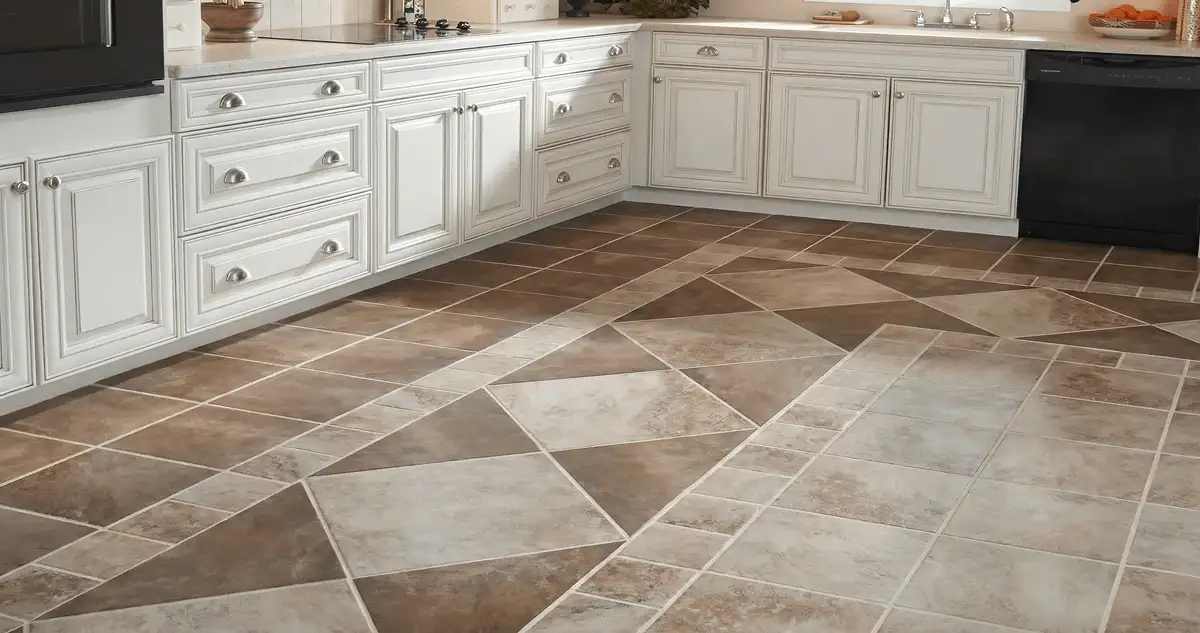 Kitchen with white cabinets and a professionally installed tile floor in Birmingham, AL